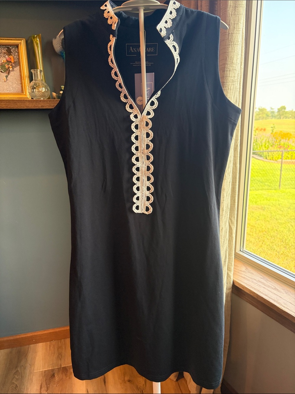 Anna Clare TULA LACE TRIMMED SHIFT DRESS BLACK